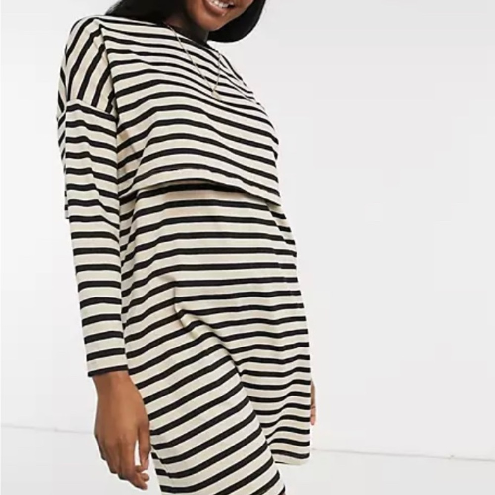 A Pea in the Pod Nursing Dresses
 striped gray with black stripes  sz Large